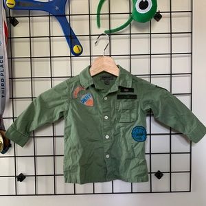 12m DKNY green button down